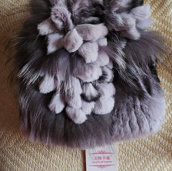 Women's Winter Gray Luxury Rex Rabbit Fur Hat~New - Picture 7 of 8